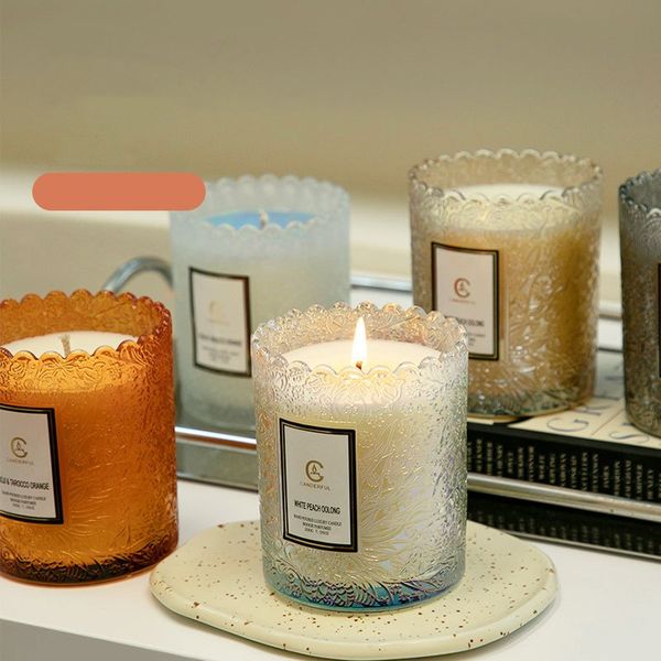 Aromatherapy candle cup embossed glass cup ins wind plant smoke-free fragrance candle wholesale Valentine's Day gift
Aromatherapy candle cup embossed glass cup ins wind plant smoke-free fragrance candle wholesale Valentine's Day gift