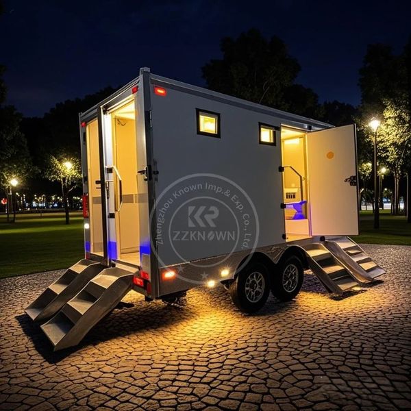 Hot Sale 4 Stalls Restroom Toilets with Shower Outdoor Bathroom Trailer Toilet Mobile Portable Toilet Trailer
Hot Sale 4 Stalls Restroom Toilets with Shower Outdoor Bathroom Trailer Toilet Mobile Portable Toilet Trailer