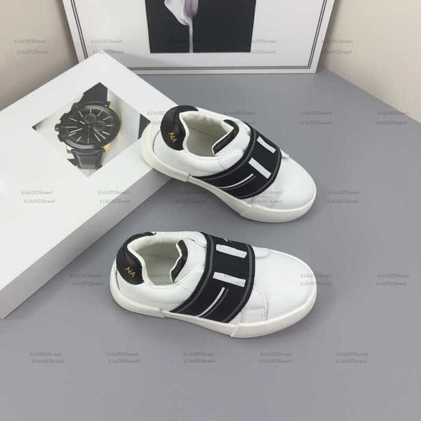 Classics Child Sneakers Blue striped webbing kids shoes Size 26-35 Box protection Buckle Strap baby casual shoes A444X12N107-a
