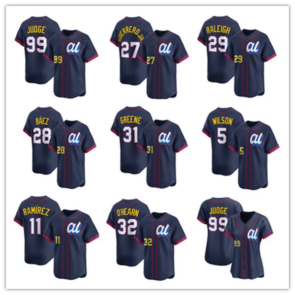 2025 AllStar Baseball Jersey Aaron Judge Javier Baez Jacob Wilson Riley Greene Jose Ramirez Cal Raleigh Vladimir Guerrero Jr Ryan O'Hearn Gleyber Torres Bobby Witt Jr, Women navy style
2025 AllStar Baseball Jersey Aaron Judge Javier Baez Jacob Wilson Riley Greene Jose Ramirez Cal Raleigh Vladimir Guerrero Jr Ryan O'Hearn Gleyber Torres Bobby Witt Jr, Women navy style