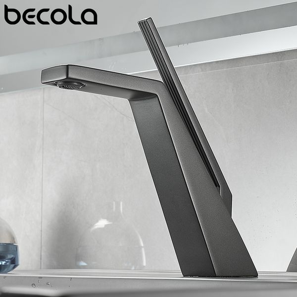Becola Brass Bathroom Faucet Basin Faucets Black Sink Taps Single Handle Cold And Hot Water Mixer Tap Golden Faucet