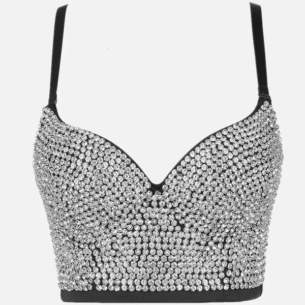 Women Tank Tops y Sequined Rhinestone Pearl Wedding Push Up Bra Woman Clothes Camis Stage Ladies Crop Top Corset y2k Blusas 250704BJ