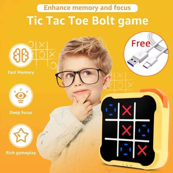 TIC-TAC-TOE Electronic 3 in 1 Bolt Chess Consoles Children Puzzle Portable Handheld Board Game Toys Kids Gifts