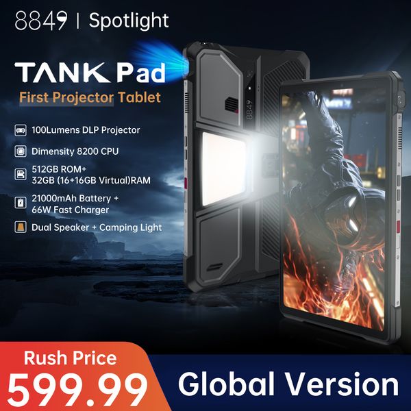 8849 TANK PAD 10.95 inch 16 + 512G three-proof flat panel with projection, delivered in Hong Kong