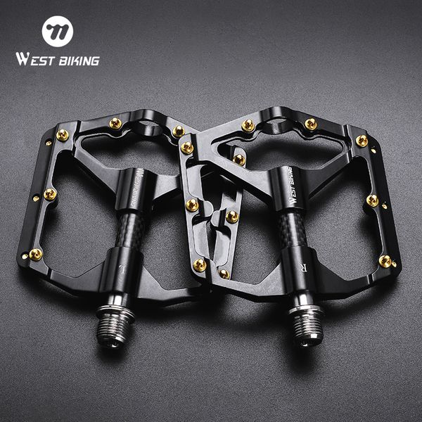 WEST BIKING Bicycle Pedals 3 Bearings Ultralight Carbon Fiber Tube Road Bike Pedals BMX MTB Flat Pedals Professional Bike Parts