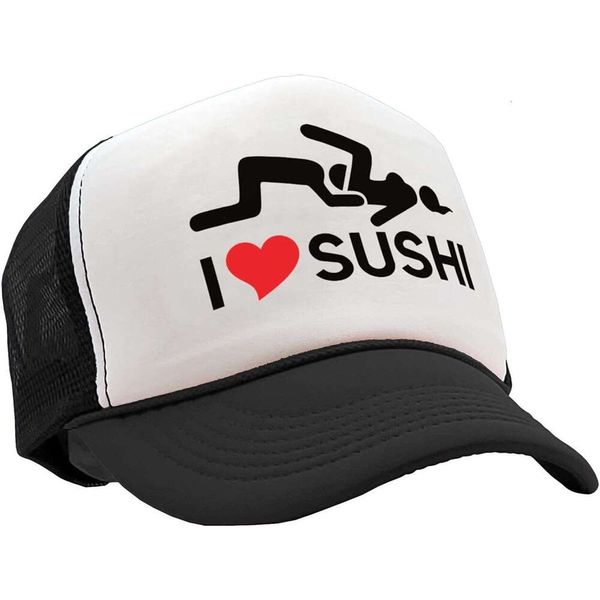 I Heart Sushi 69 eat Out Sexy Down Town - Vintage Retro Style Trucker Cap Hat