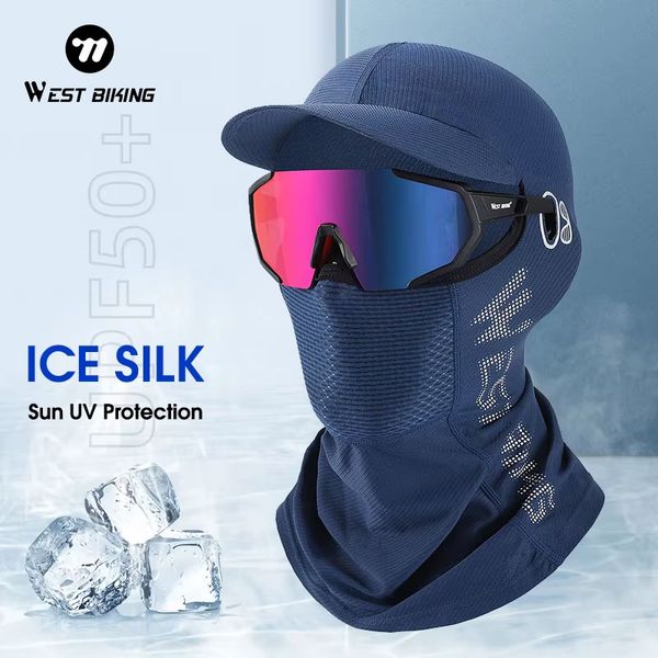 WEST BIKING Summer Cycling Balaclava Ice Silk Sun UV Protection Bicycle Motorcycle Caps Face Cover Fishing Hiking Sports Hats