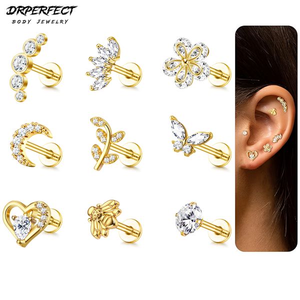Drperfect 9pcs Cartilage Earrings Set Screw Back Tragus — compare prices at CompareOffers