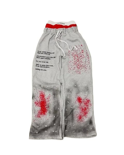 Harajuku Street Dirty style Fashion Double Waist Pants Men Women High waisted Jogger Drawstring Sweatpants Loose Cargo Trousers 250707BJ
