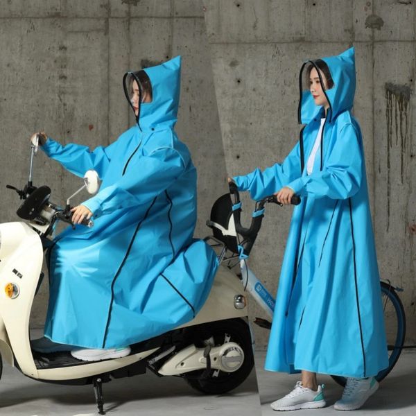 2023 Raincoat Women/Men Zipper Hooded Poncho Motorcycle Rainwear Long Style Hiking Poncho Environmental Rain Jacket