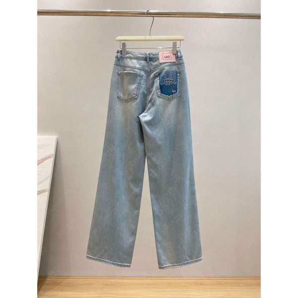 jeans womens designer summer High Waisted Wide Leg Jeans Light Blue Back Pocket Fashion embroidered letter logo Vintage Trendy Loose Fashion Streetwear