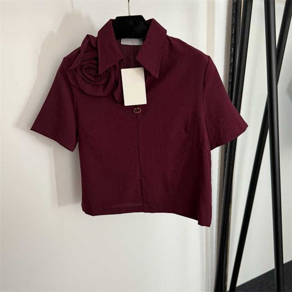 high quality Top blouses designer for women Luxury Breathable Floral Lapel Short Sleeve Shirt Comfortable Linen Fabric Outdoor Recreation clothes