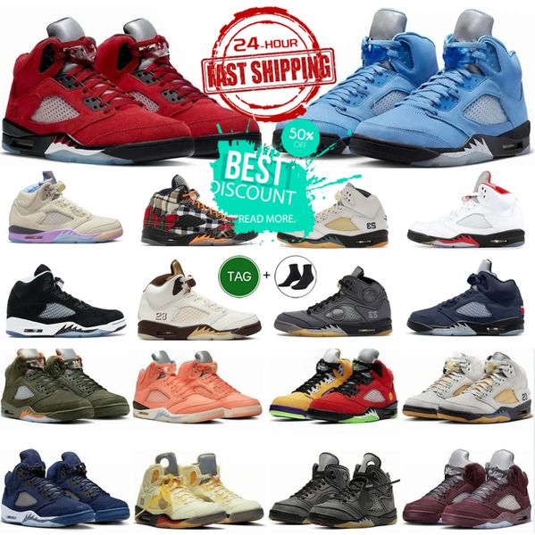 Designer Basketball Shoes 5 5s Mens Sneakers J5 Black Cats Navy Aqua UNC Lucky Green lue Raging Aqua Red Suede Jade Horizon Sail J 5 Outdoor Sports Trainers