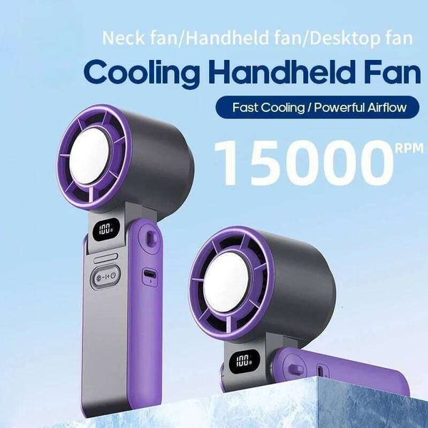 In Portable Handheld Turbo Cooling Fan Digital Display Adjustable Speed For Outdoor Travel Working