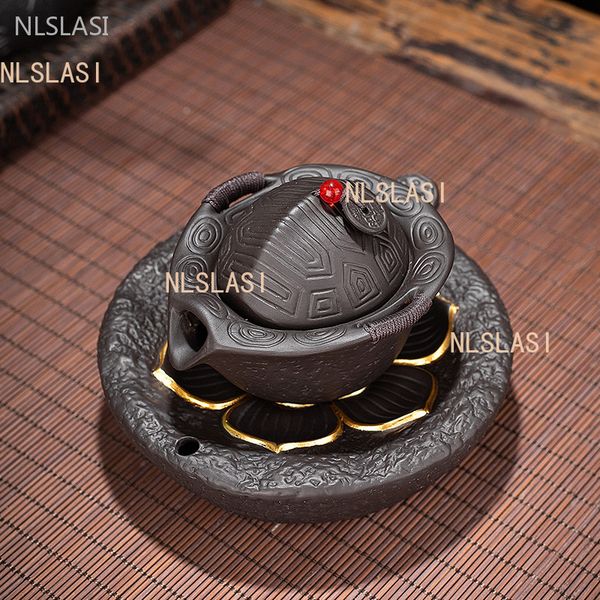 100ml Yixing Purple Clay Teapot Raw Ore Purple Mud Turtle Shell Hand Grab Pot Household Zen Tea Infuser Handmade Filter Tea Pot