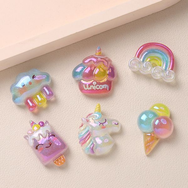 Kawaii Flatback Resin Cartoon Rainbow Unicorn Ice cream — compare prices at CompareOffers