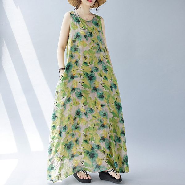 B421 new Bohemian long skirt summer new plus size sleeveless round neck printed dress, Purple
B421 new Bohemian long skirt summer new plus size sleeveless round neck printed dress, Purple
