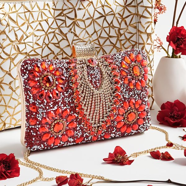 Women Rhinestone Evening Clutch Purses Diamond Handbag Wedd…