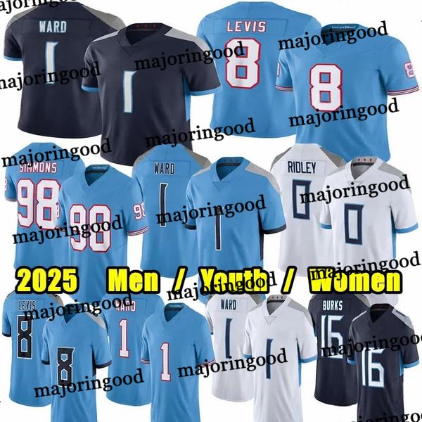 1 Cam Ward Football Jersey #8 Will Levis Ridley L'Jarius Sneed Tyjae Spears Tony Pollard Treylon Burks Earl Campbell Calvin Ridley Warren Moon Jeffery Simmons jerseyS