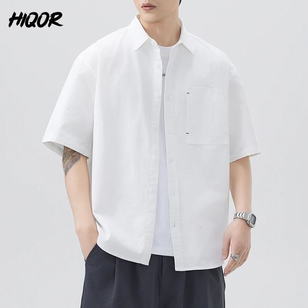 Summer Men's Shirt Half-Sleeved with Pockets Fashion Thin Quick Drying Stand Up Collar Simple Cotton Shirts Streetwear Versatile