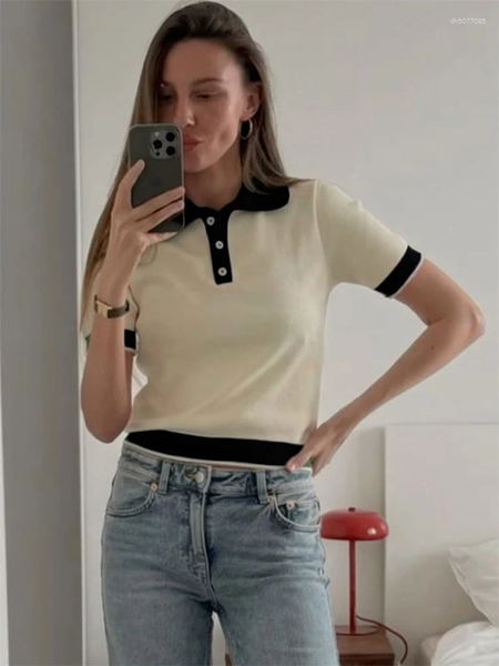 Women's Sweaters Tossy Knit Lapel Contrast Pullover Top Casual Short Sleeve Patchwork Summer 2025 Sweater Female Knitwear Pullovers, Green
Women's Sweaters Tossy Knit Lapel Contrast Pullover Top Casual Short Sleeve Patchwork Summer 2025 Sweater Female Knitwear Pullovers, Green