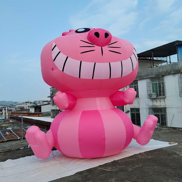 Cute Pink Big Mouth Cat,Inflatable 10-Meter Tall cat Animal Prop for Outdoor Events & Parties