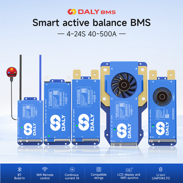 DALY BMS Factory BMS 4S to 24S 40A 60A 80A 100A 150A 200A 250A 300A 400A 500A Li-ion Lifepo4 12V 24V 36V 48V 60V 72V Bluetooth RS485 CAN 1A active balance balance bms smart