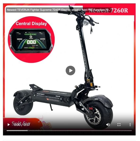 2025 Newest TEVERUN Fighter Supreme 7260R Electric scooter Add PKE Function 72V 60Ah Battery 10000W Peak Power Motor Speed 110km/h APP Version Smart BMS
2025 Newest TEVERUN Fighter Supreme 7260R Electric scooter Add PKE Function 72V 60Ah Battery 10000W Peak Power Motor Speed 110km/h APP Version Smart BMS