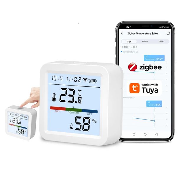 Tuya ZigBee Smart Home Temperature Humidity Sensor with BackLight LCD Works With Google Assistant and Need Tuya Zigbee Hub 250709