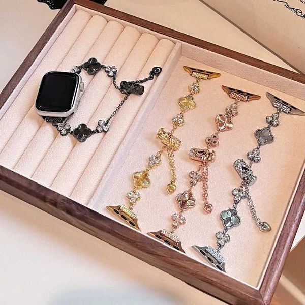 Sparkling Diamond Set Chain Compatible with iWatch Strap 38mm 40mm 41mm 42mm 44mm 45mm 49mm Fashion Strap Y250714