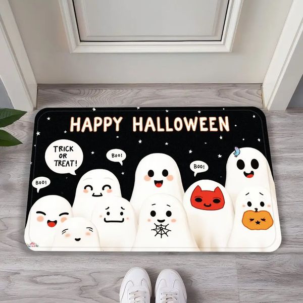 VIKAMA Ghost Castle Halloween Flannel Decorative Carpet AntiSlip and Comfortable Home Decoration for the Entrance Foyer 250711