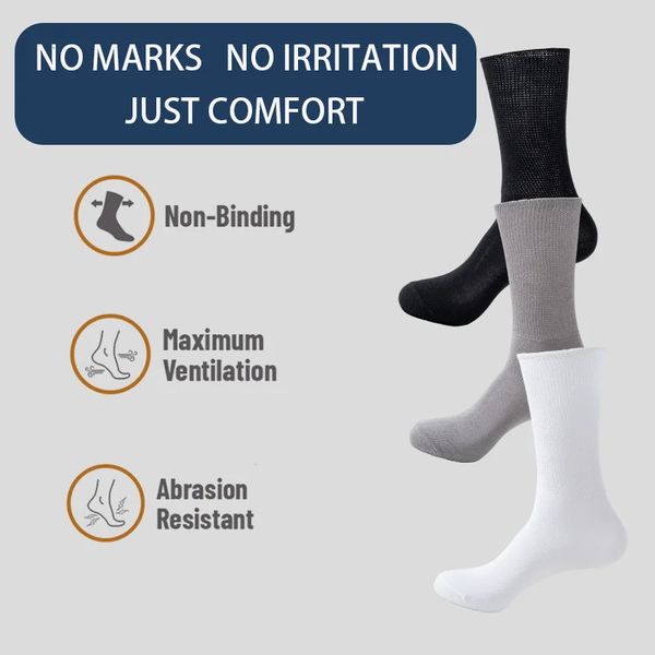 6Pairs Comfortable and Supportive Diabetic Socks for Men Moisturewicking Fabric Nonbinding Top Business Socks 250715