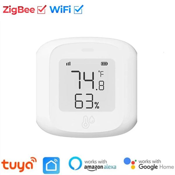 Tuya WiFi for ZigBee Temperature Humidity Sensor Smart Home Automation Indoor Thermometer LCD Display Works with Alexa Google 250709