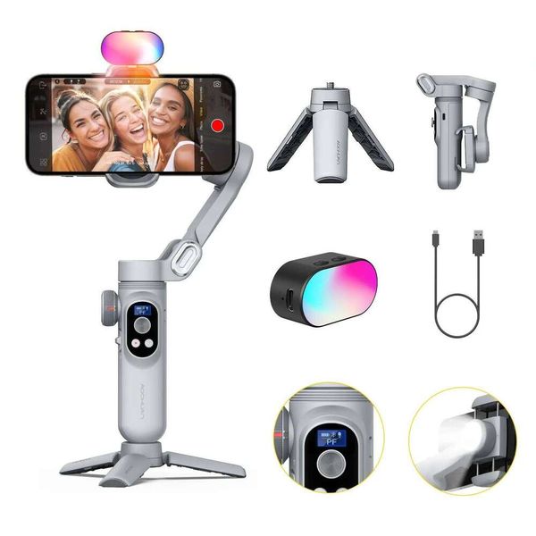 AOCHUAN Smart Xpro 3 Axis Smartphone Gimbal Stabilizer For Iphone And Android Phone Stable Shooting With RGB Video Fill Light