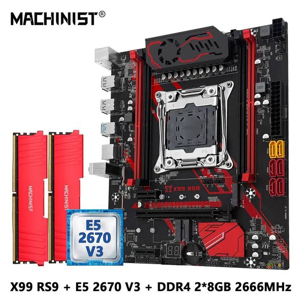 MACHINIST X99 RS9 Motherboard combo With Xeon E5 2670 V3 CPU kit LGA 2011-3 Processor and DDR4 16GB 2666MHz RAM NVME M.2 USB3.0