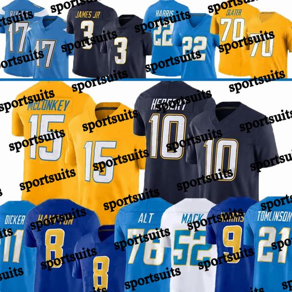 #10 Justin Herbert Jersey #27 J.K. Dobbins Charger Jersey Gus Edwards Ladd McConkey Joshua Palmer Quentin Johnston Justin Herbert Daiyan Henley Jerseys men