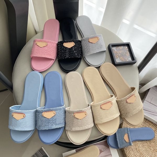 Designer Slippers Women Sandals Flat bottom Slides Summer Casual Flip Flops Outdoors Beach Pool Sliders size 35-42