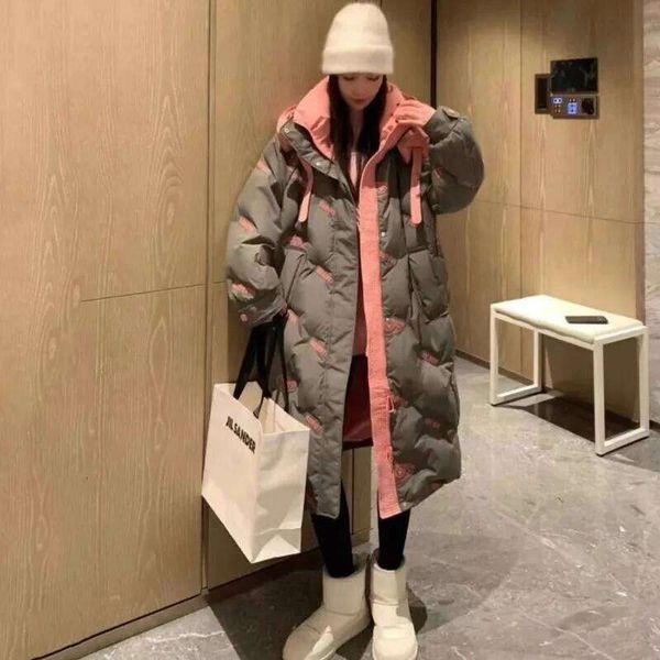 Winter White Duck Hooded Down Jackets New Thickened Warm Cotton Coat Fashion Loose Long Sleeves Parkas Jacket MDNG