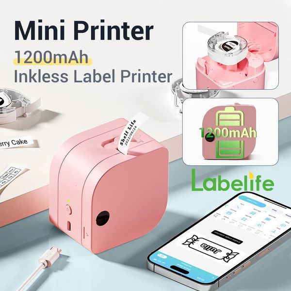 Satin Ribbon Label Printer P12Pro Inkless 1200mAh Rechargeable Label Maker Free App for Android Phone with 12mm Label Tape 250716