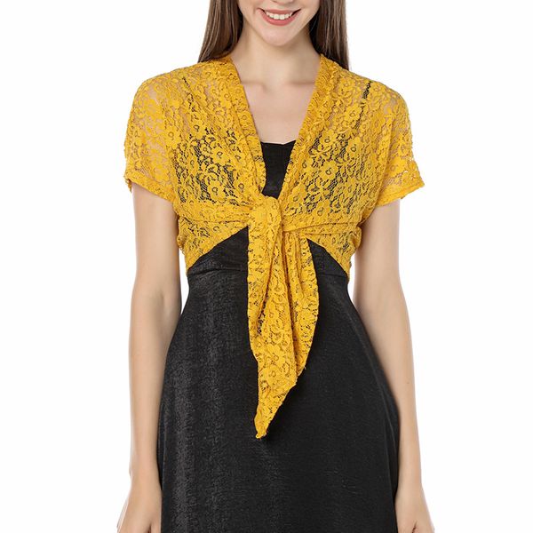 K1421 Lace Cardigan Shawl Cheongsam Dress Shawl With Skirt Small Waistcoat Lace Shawl For Women-image