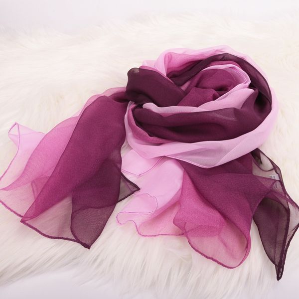 K1435 High-Quality Soft Gradient Color Silk Scarves Wholesa…