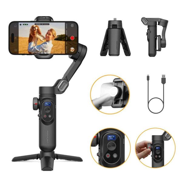 AOCHUAN Smart Xpro Smartphone Stabilizer LED Lights OLED Screenthree Axis Gimbal Gesture Controls For Android And Iphone