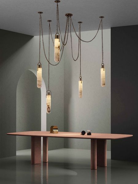 Marble Design Gold Chrome Dimmable LED Hanging Lamps 2025 Chandelier Suspension Luminaire Lampen For Dinning Room