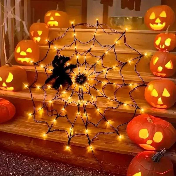 Halloween LED String Light Spider Web Ghost Festival Atmosphere Light for Haunted House Party Decoration Colorful Lighting X250724