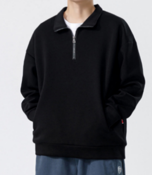 434 Turtleneck Sweatshirt for Men Autumn and Winter Thickened Loose Trendy Solid Color Casual