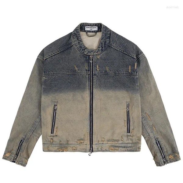 Men's Jackets Collarless Wash Denim Motorcycle Jacket, Picture color
Men's Jackets Collarless Wash Denim Motorcycle Jacket, Picture color