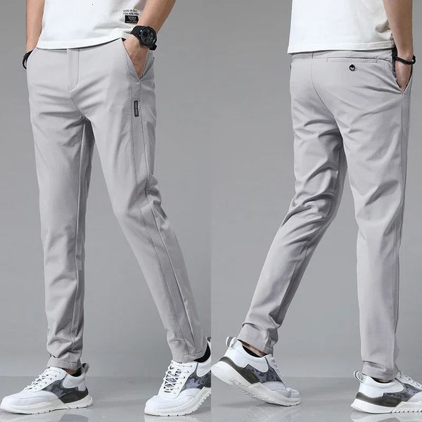 Spring Summer Ultrathin Mens Stretch Slim Straight Casual Pants High Quality Fa…