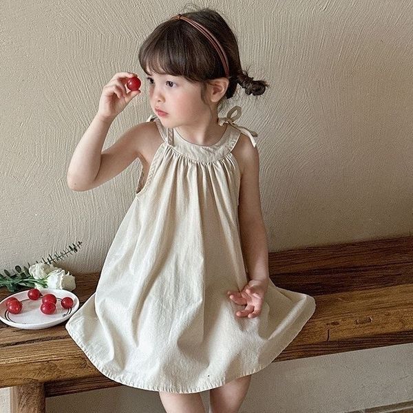 D97 Girls dress stylish 2025 summer new style children's sling princess dress baby summer Korean cotton dress