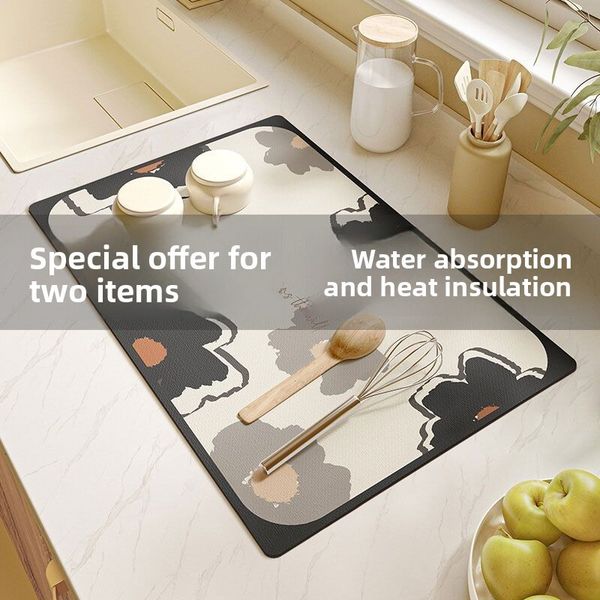 Kitchen Draining Heat Insulation Dining Table Absorbent Countertop Bowl Cup Waterproof Oilproof Heatproof Washable Silicone Mat