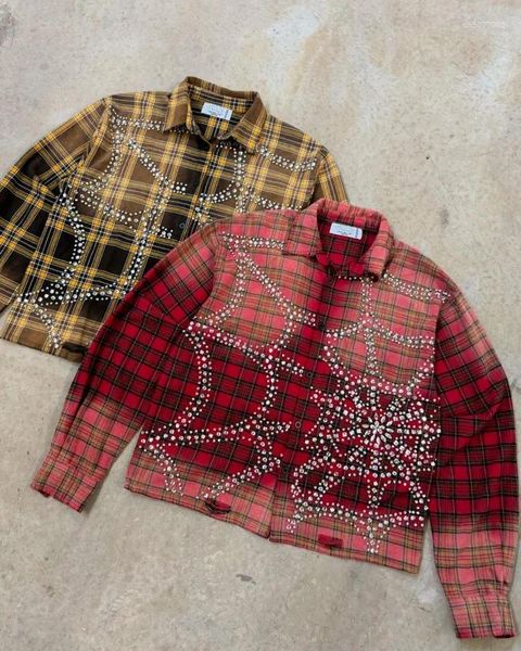 Men's Hoodies Retro Diamond Plaid Long-sleeved Shirt High Street Style Loose Texture Trendy Couple Casual Sports Lapel Cardigan Jacket, A2 
Men's Hoodies Retro Diamond Plaid Long-sleeved Shirt High Street Style Loose Texture Trendy Couple Casual Sports Lapel Cardigan Jacket, A2